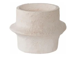 2 candelabros cilíndricos en cemento blanco