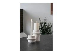 2 candelabros cilíndricos en cemento blanco
