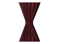 2 cortinas micro-satinadas con trabillas color burdeos, 140 x 245 cm ES710034