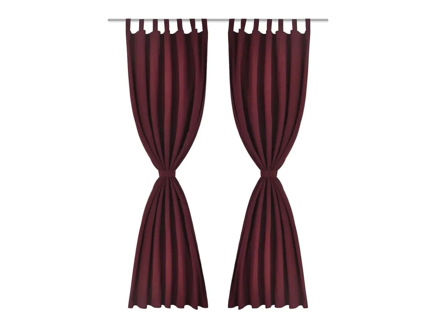 2 cortinas micro-satinadas con trabillas color burdeos, 140 x 245 cm ES710034