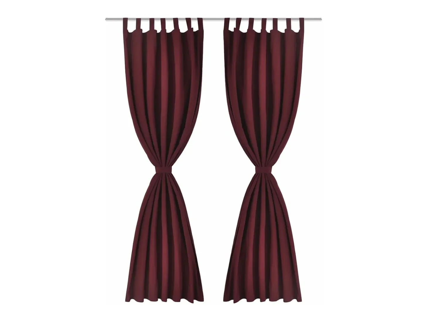 2 cortinas micro-satinadas con trabillas color burdeos, 140 x 225 cm ES242408