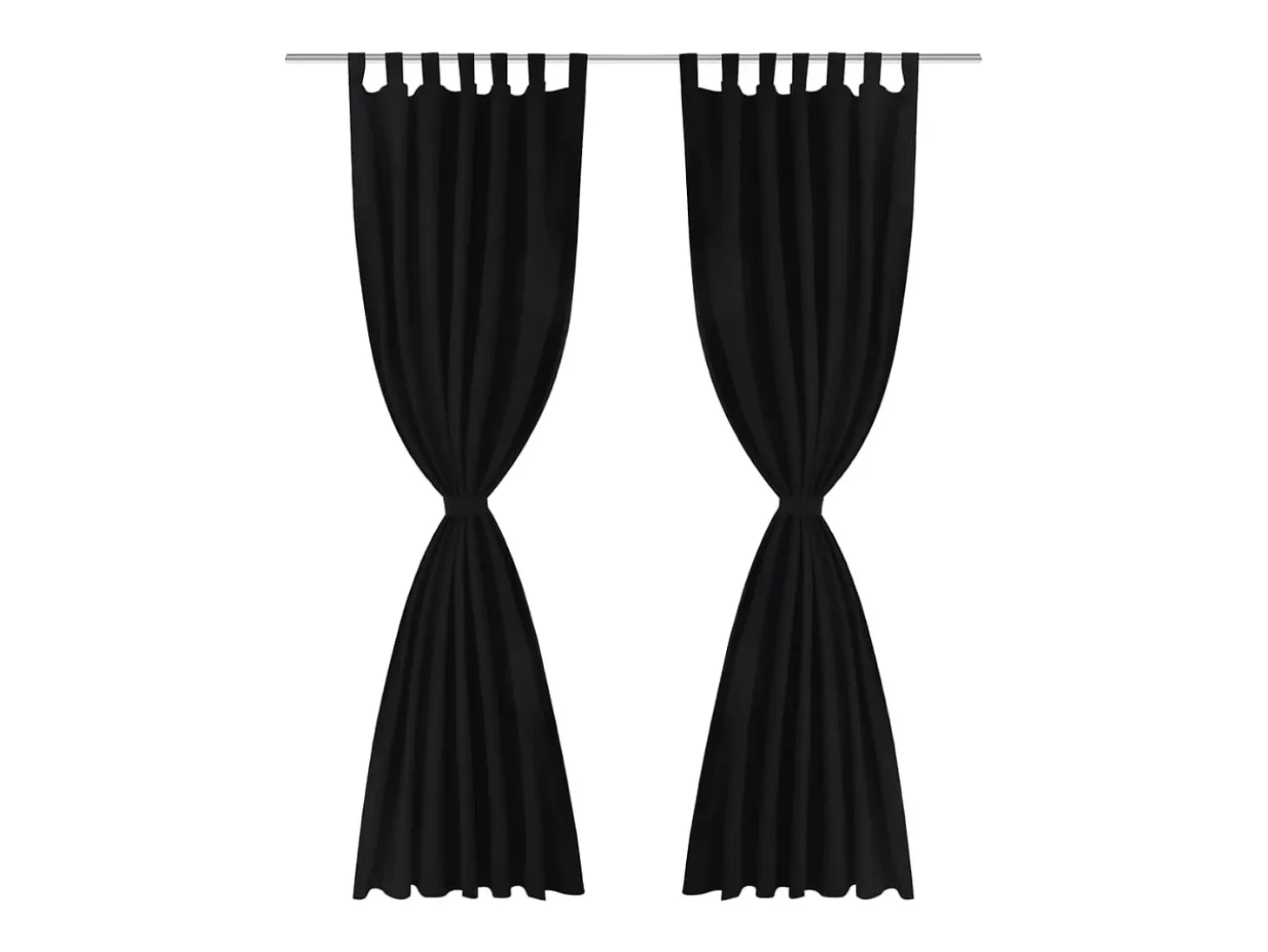 2 cortinas negras micro-satinadas con trabillas, 140 x 225 cm ES649624