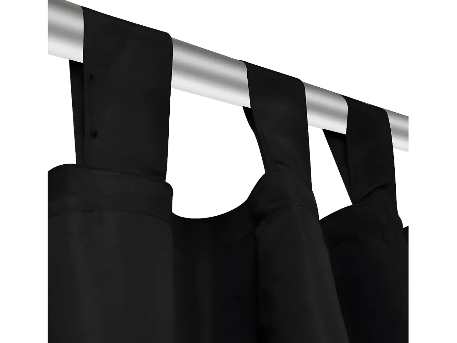 2 cortinas negras micro-satinadas con trabillas, 140 x 225 cm ES649624