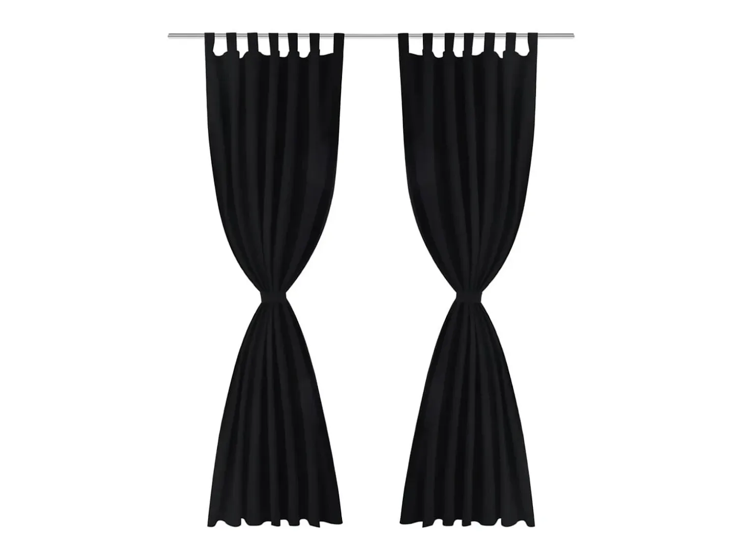 2 cortinas negras micro-satinadas con trabillas, 140 x 175 cm ES117286