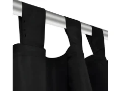 2 cortinas negras micro-satinadas con trabillas, 140 x 245 cm ES359441