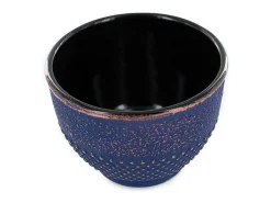 4 vasos de hierro fundido azul y bronce 0,15 L