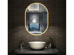 AICA espejo 45 x 75 cm ,olvado,luz led con 3 colores,con función antivaho,brillo ajustable,función de memoria agapada