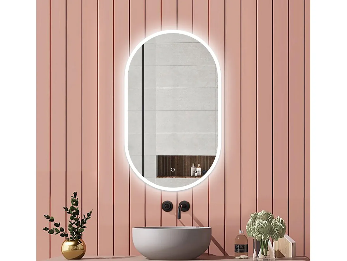 AICA espejo 50 x 90 cm ,olvado,luz led,con función antivaho,brillo ajustable,función de memoria agapada