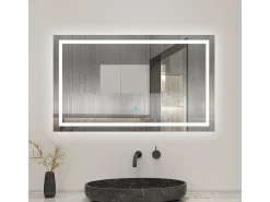 AICA Espejo 100 x 70 cm ,rectangular ,luz led,antivaho y brillo regulable,función de memoria agapada