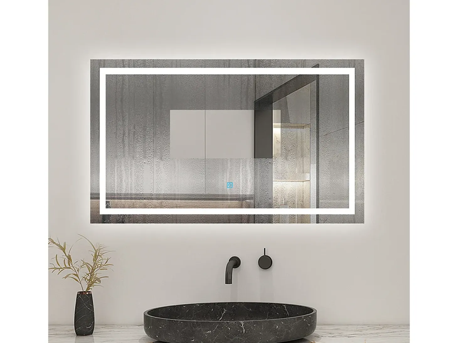 AICA Espejo 90 x 65 cm ,rectangular ,luz led,antivaho y brillo regulable,función de memoria agapada
