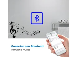 AICA espejo 120 x 70 cm,rectangular,con función antivaho,Bluetooth，lupa 3x,reloj led, espejo con luz de 3 colores,brillo ajustable,función de memoria agapada