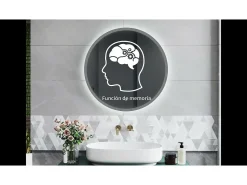 AICA Espejo de baño con iluminación LED Espejo redondo,80 cm,luz 3 colores, antivaho, brillo ajustable, memoria de apagado