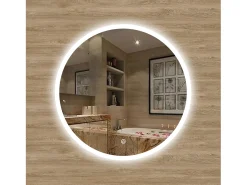 AICA Espejo de baño con iluminación LED Espejo redondo,70 cm, antivaho, brillo ajustable, memoria de apagado