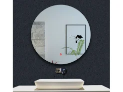 AICA Espejo de baño con iluminación LED Espejo redondo,60 x 60 cm, antivaho, brillo ajustable, memoria de apagado