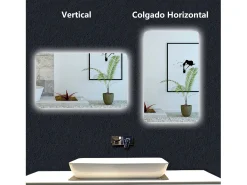 AICA Espejo de baño con luz LED,100 x 60 cm,luz led+ brillo ajustable+ función de memoria agapada