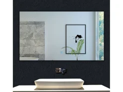 AICA Espejo de baño con luz LED,100 x 60 cm,luz led+ antivaho+ brillo ajustable+ función de memoria agapada