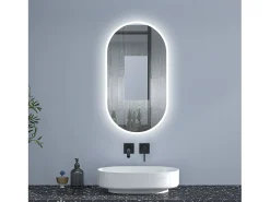 Aica Espejo de baño LED 500 x 900 mm, ovalado, antivaho, luminosidad regulable