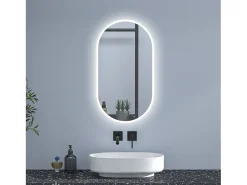 Aica Espejo de baño LED 500 x 900 mm, ovalado, antivaho, luminosidad regulable
