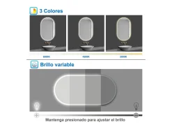 Aica Espejo de baño LED 450 x 900 mm, ovalado, antivaho, luminosidad regulable
