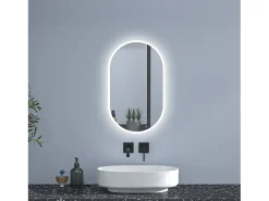 Aica Espejo de baño LED 450 x 900 mm, ovalado, antivaho, luminosidad regulable
