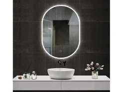 Aica Espejo de baño LED 40 x 80 cm, ovalado, antivaho, luminosidad regulable