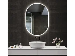 Aica Espejo de baño LED 45 x 90 cm, ovalado, antivaho, luminosidad regulable