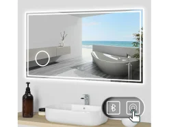 Aica Espejo de baño LED 160×80cm,Bluetooth,3×lupa