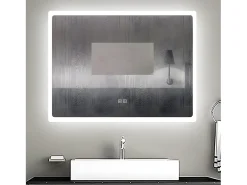 Aica Espejo de baño LED 80×60cm,Bluetooth ,antivaho
