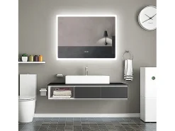 Aica Espejo de baño LED 80×60cm,Bluetooth ,antivaho