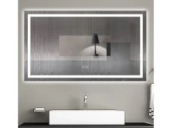 Aica Espejo de baño LED 120×70cm,Bluetooth,Regulación continua,Antivaho