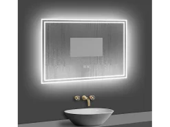 Aica Espejo de baño LED 80×60cm,Bluetooth,Antivaho