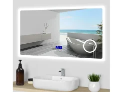 Aica Espejo de baño LED 100×60cm,Bluetooth,Lupa