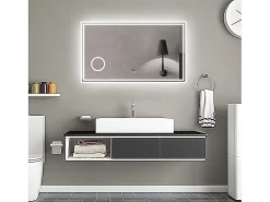 Aica Espejo de baño LED 160×80cm,Reloj,Lupa,Bluetooth