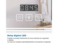 Aica Espejo de baño LED 160×80cm,Reloj,Lupa,Bluetooth