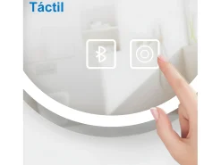 Aica Espejo de baño LED 50×70cm, Bluetooth, antivaho, brillo ajustable
