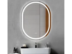 Aica Espejo de baño LED 50×70cm, Bluetooth, antivaho, brillo ajustable