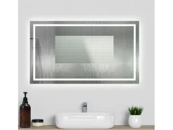 Aica Espejo de baño LED sin cobre 160×80cm,antivaho,interruptor táctil