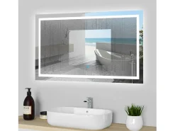 Aica Espejo de baño LED sin cobre 100×70cm,antivaho,interruptor táctil