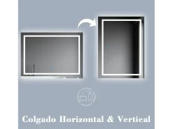 Aica Espejo de baño LED sin cobre 140×80cm,antivaho,interruptor táctil
