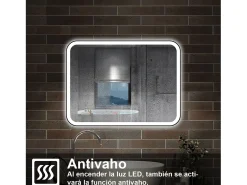 AICA ESPEJO Espejo de baño 90 x 70cm, con función antivaho,con luz de 3 colores,brillo ajustable,función de memoria agapada