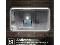 AICA ESPEJO Espejo de baño 120 x 70cm, con función antivaho,con luz de 3 colores,brillo ajustable,función de memoria agapada