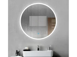 Aica Espejo redondo de baño LED 80cm,antivaho,interruptor táctil