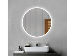 Aica Espejo redondo de baño LED 100cm,antivaho,interruptor táctil