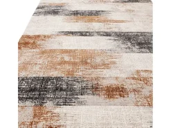 Alfombra abstracta - 200x290cm - naranja, crema, negro - Kuza Lines