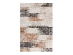 Alfombra abstracta - 120x170cm - naranja, crema, negro - Kuza Lines