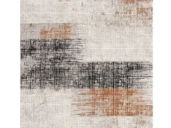 Alfombra abstracta - 120x170cm - naranja, crema, negro - Kuza Lines