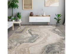 Alfombra abstracta - 120x180cm - gris, crema, oro - Seville Oro