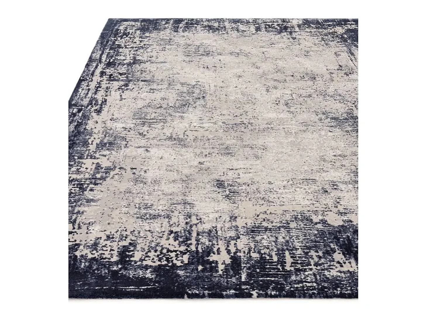 Alfombra abstracta - 120x170cm - azul marino, crema - Kuza Border
