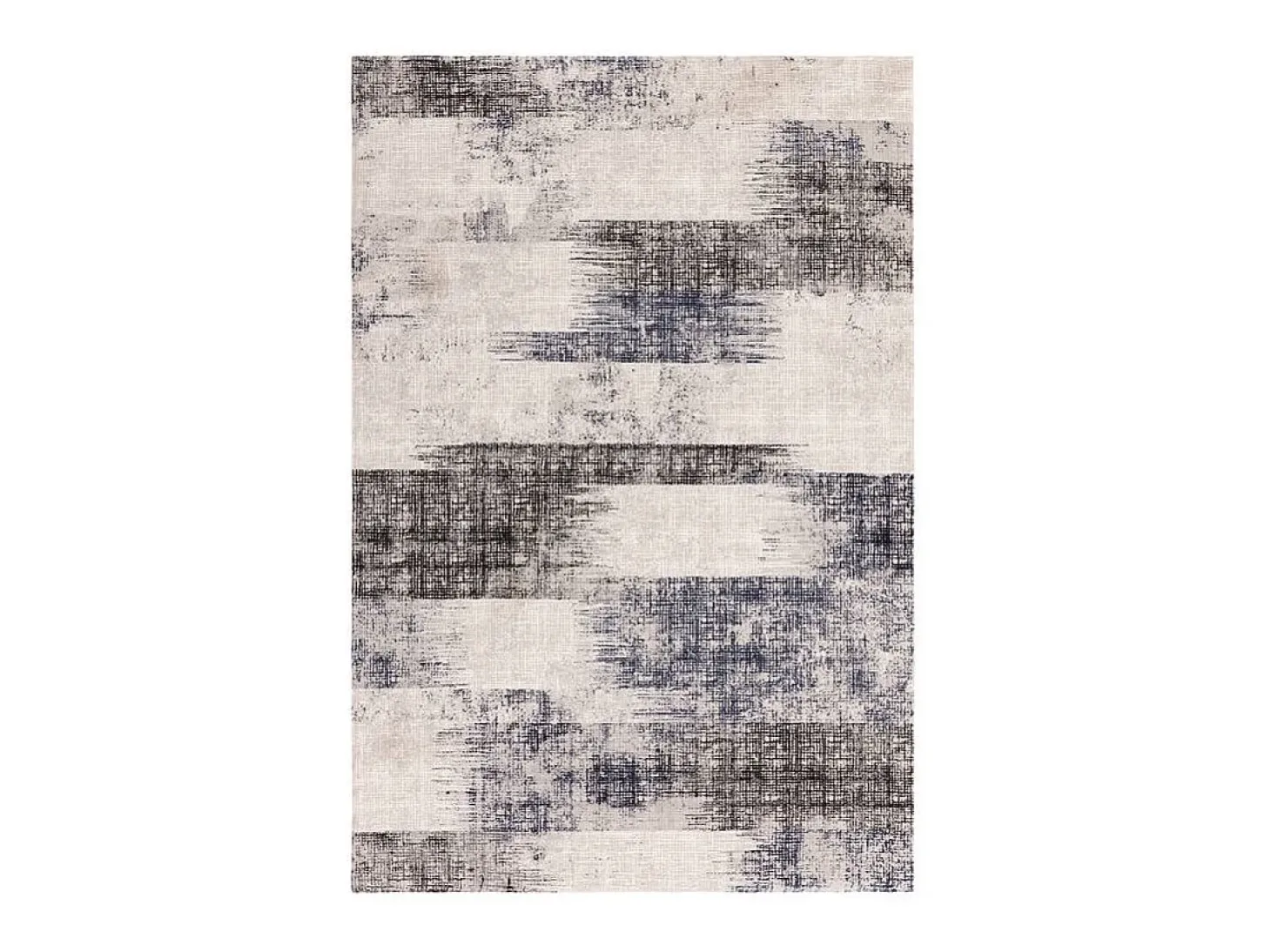 Alfombra abstracta - 200x290cm - azul marino, crema, negro - Kuza Lines