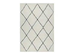 Alfombra Bahar Shaggy moderna patrón rombos, negro blanco, 200 x 290 cm